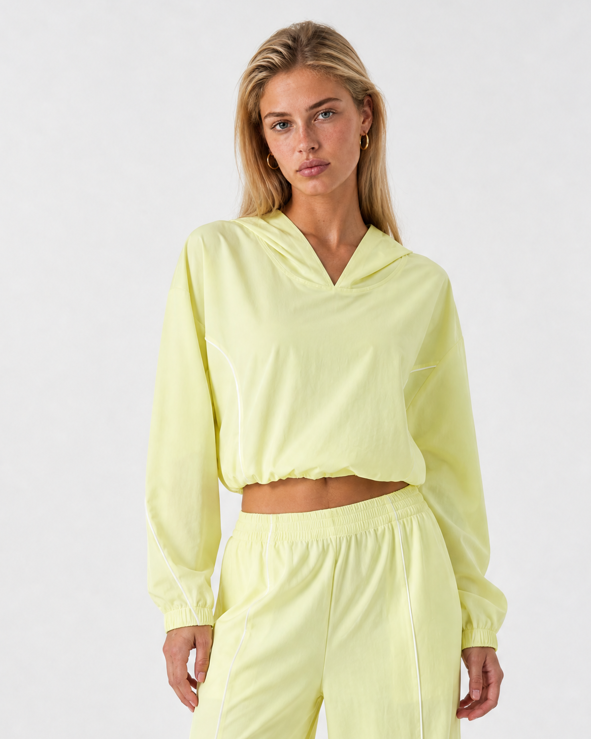 Elysian ג׳קט קרופ - ירוק צהבהב - קדימה