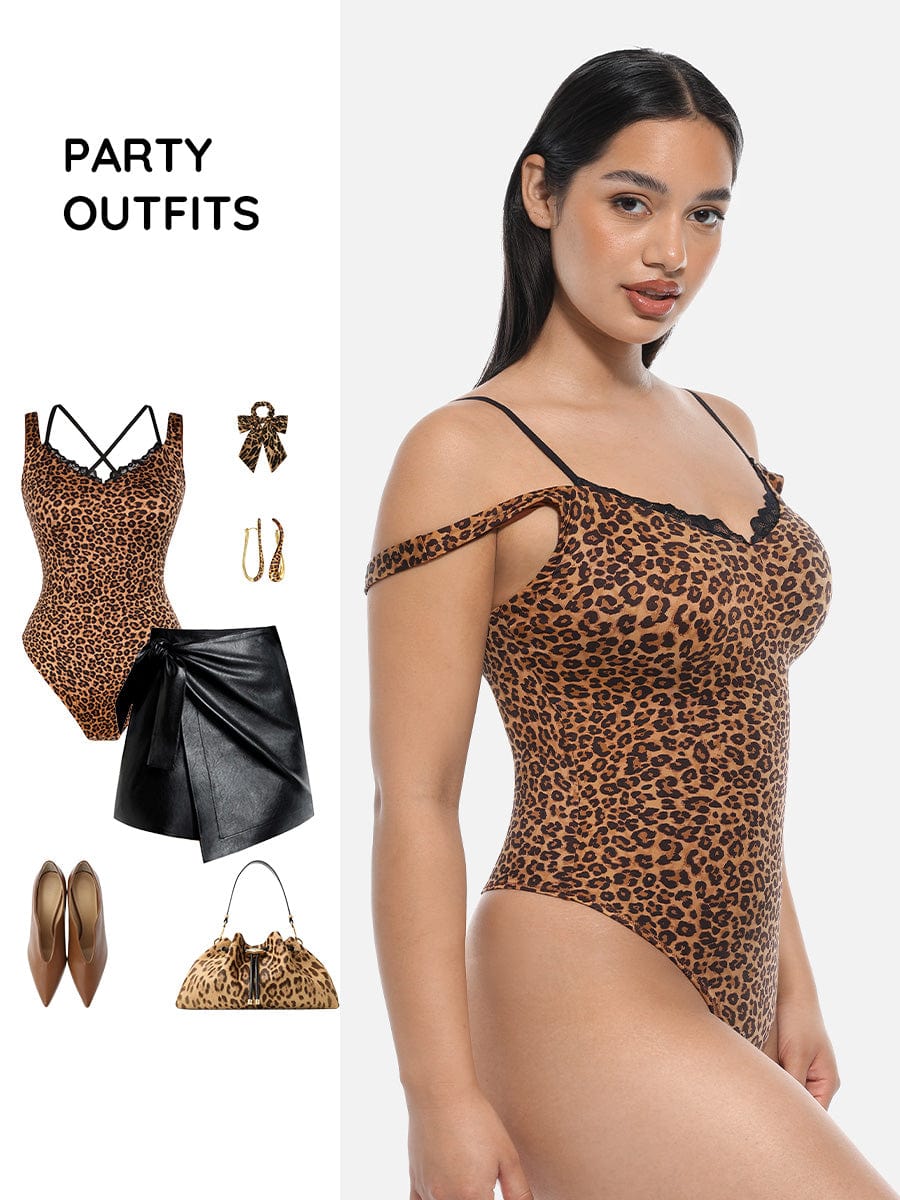 בגד גוף תחרה מחטב V