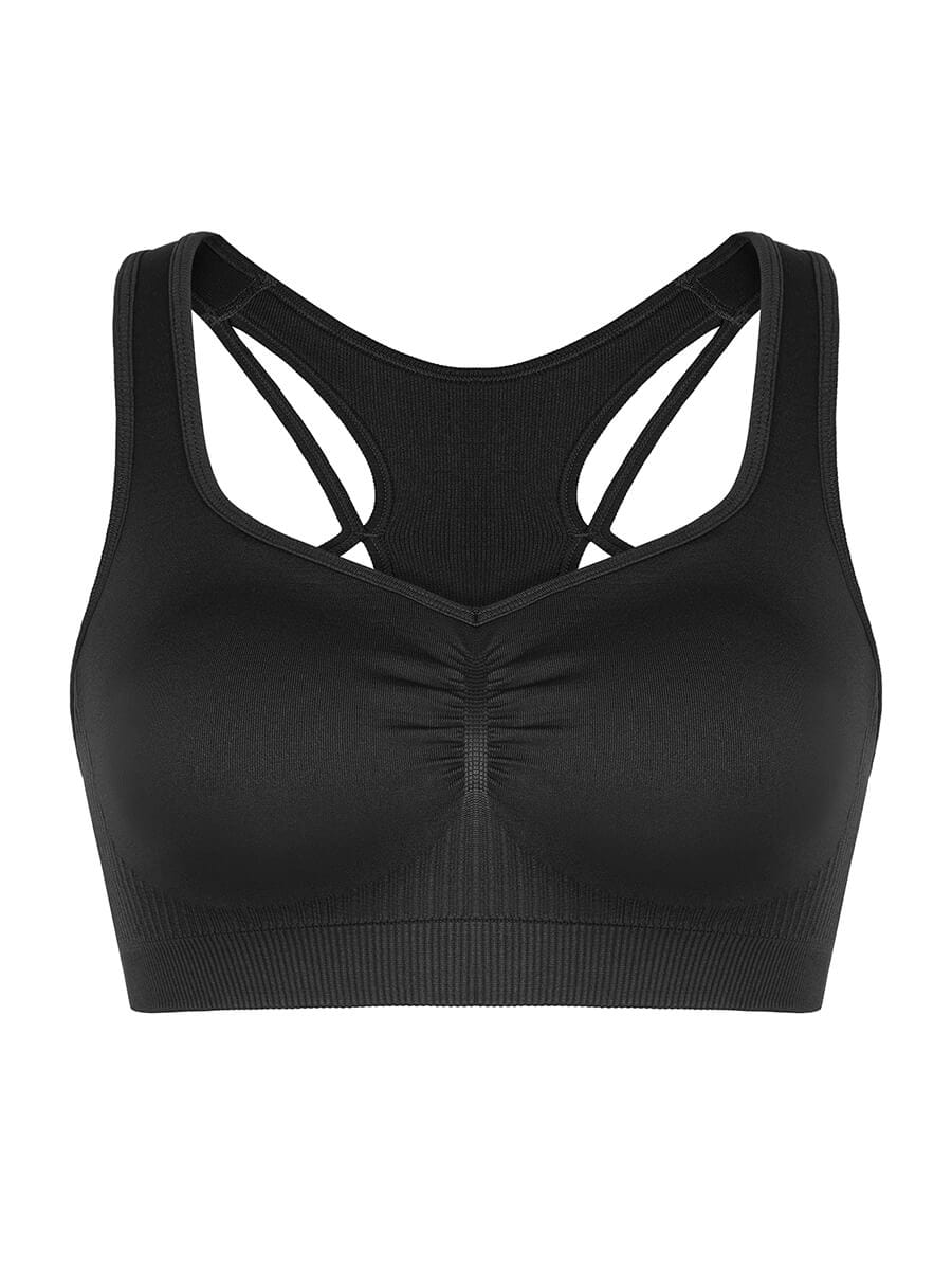 טופ ספורט Seamless עם תמיכה גבוהה גב רייסר עם קאפים נשלפים