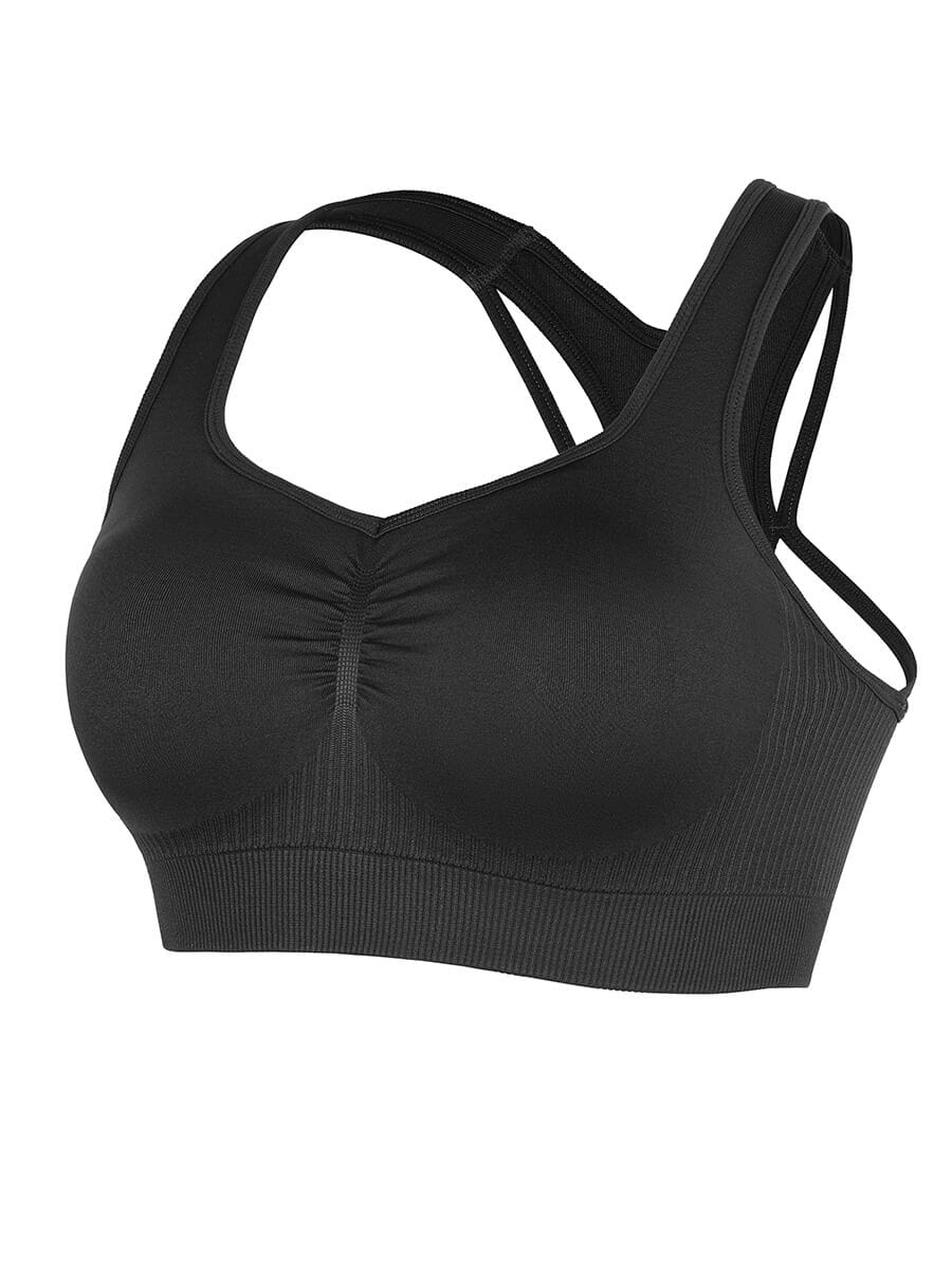 טופ ספורט Seamless עם תמיכה גבוהה גב רייסר עם קאפים נשלפים
