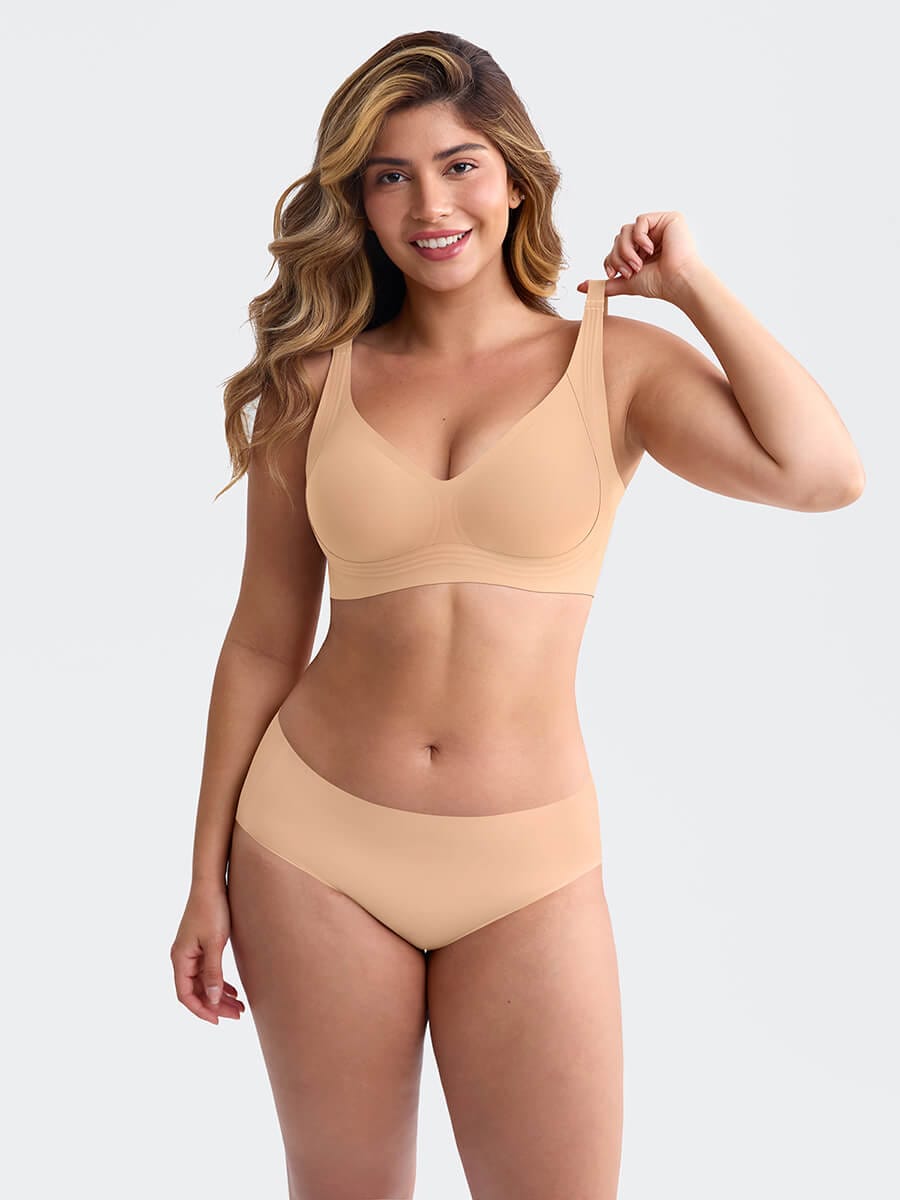 חזיית טי שירט Seamless ללא קשת עם מחשוף עמוק וגב חלק
