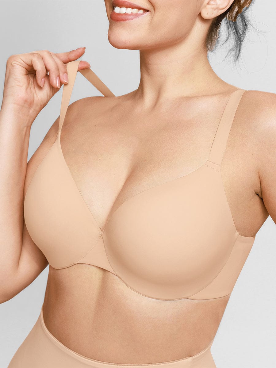 חזיית טי שירט פוש אפ חצי כיסוי עם קשת Seamless וכתפיות מתכווננות