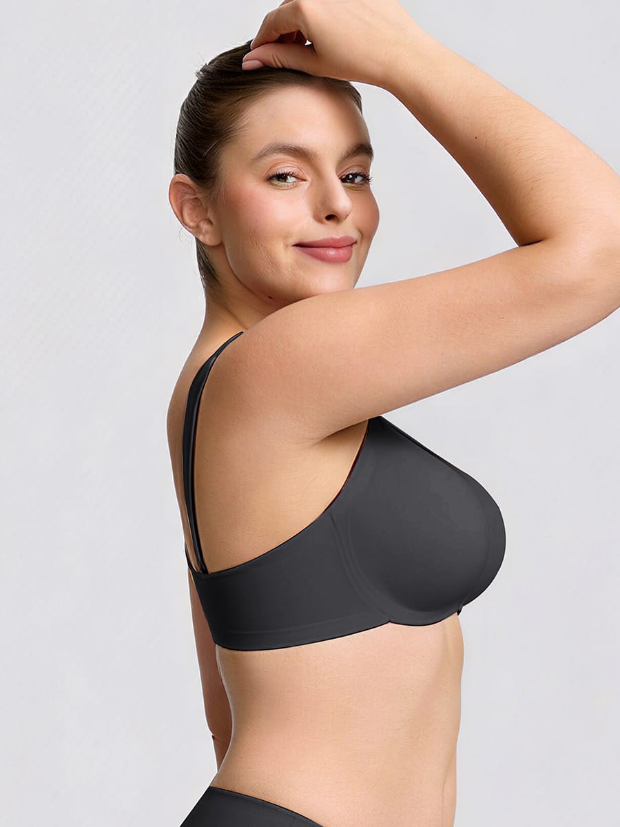 חזיית טי שירט Seamless עם פתח קדמי ותמיכת ג'ל ללא קשת