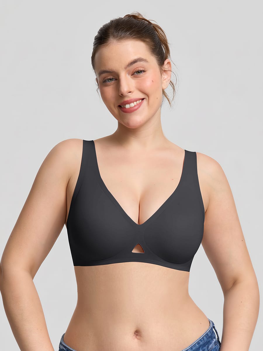 חזיית טי שירט Seamless עם פתח קדמי ותמיכת ג'ל ללא קשת