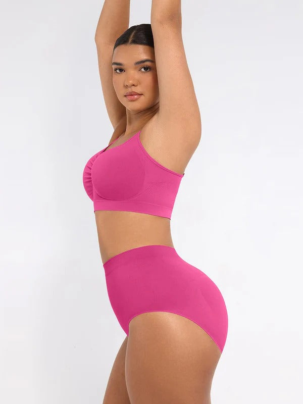 תחתון מחטב Seamless בגזרה בינונית עם חיטוב בטן ועיצוב ישבן