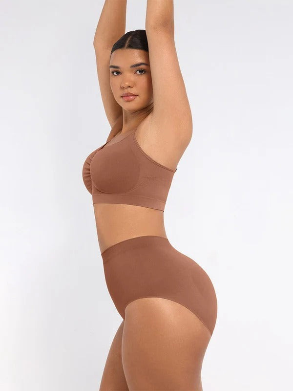 תחתון מחטב Seamless בגזרה בינונית עם חיטוב בטן ועיצוב ישבן