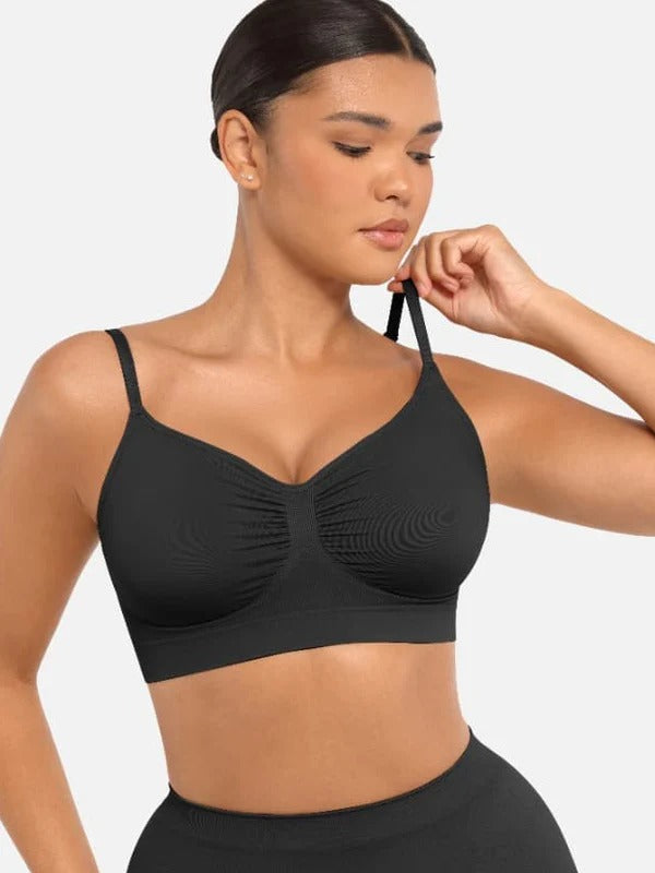 חזייה מחטבת Seamless ללא קשת עם תמיכה וכתפיות מתכווננות