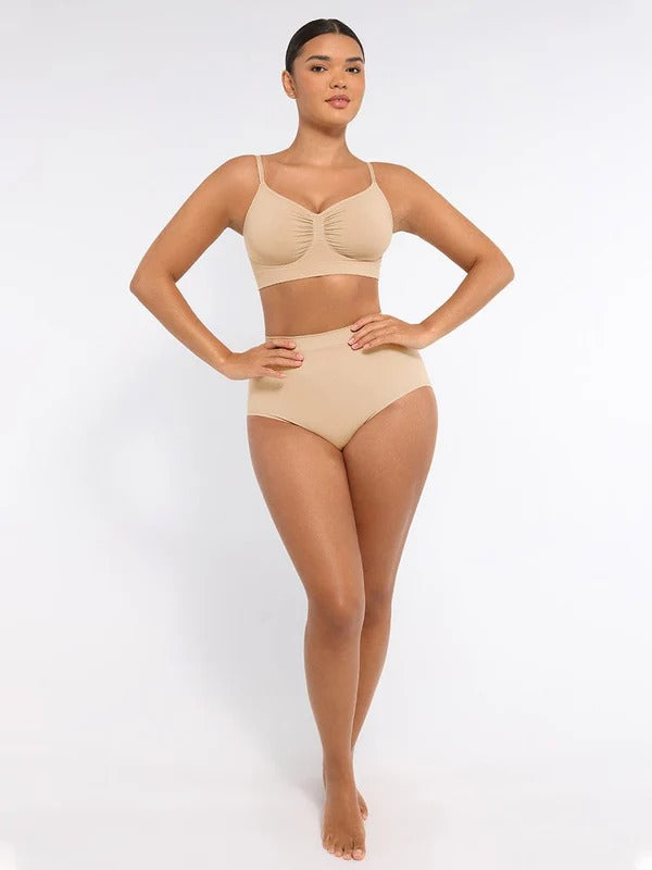 תחתון מחטב Seamless בגזרה בינונית עם חיטוב בטן ועיצוב ישבן