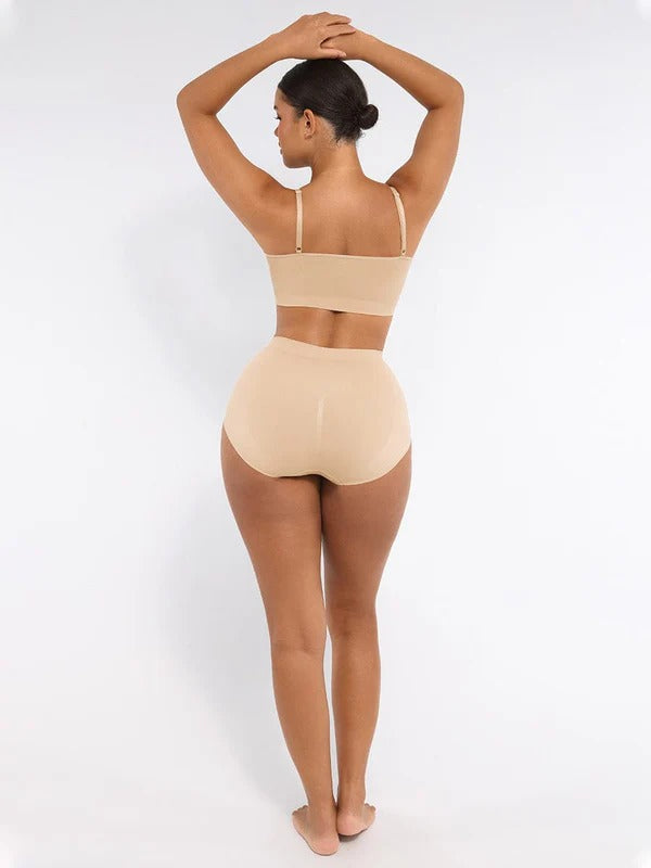 תחתון מחטב Seamless בגזרה בינונית עם חיטוב בטן ועיצוב ישבן