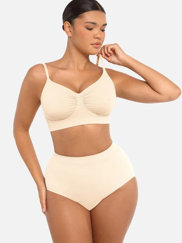 חזייה מחטבת Seamless ללא קשת עם תמיכה וכתפיות מתכווננות