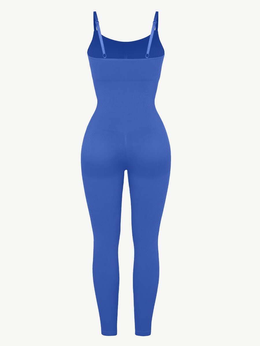 אוברול מחטב Seamless עם כתפיות דקות גמישות גבוהה חיטוב בטן וקאפים נשלפים