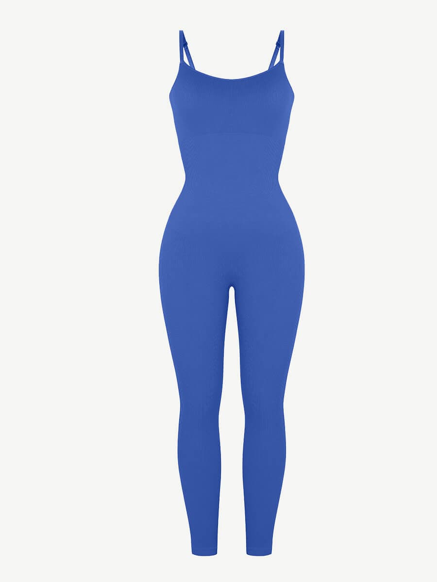 אוברול מחטב Seamless עם כתפיות דקות גמישות גבוהה חיטוב בטן וקאפים נשלפים