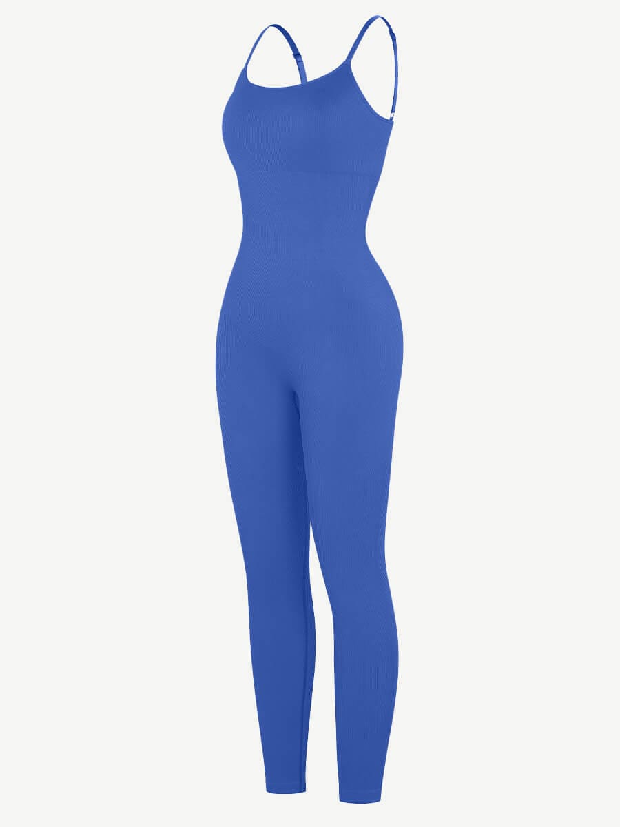 אוברול מחטב Seamless עם כתפיות דקות גמישות גבוהה חיטוב בטן וקאפים נשלפים