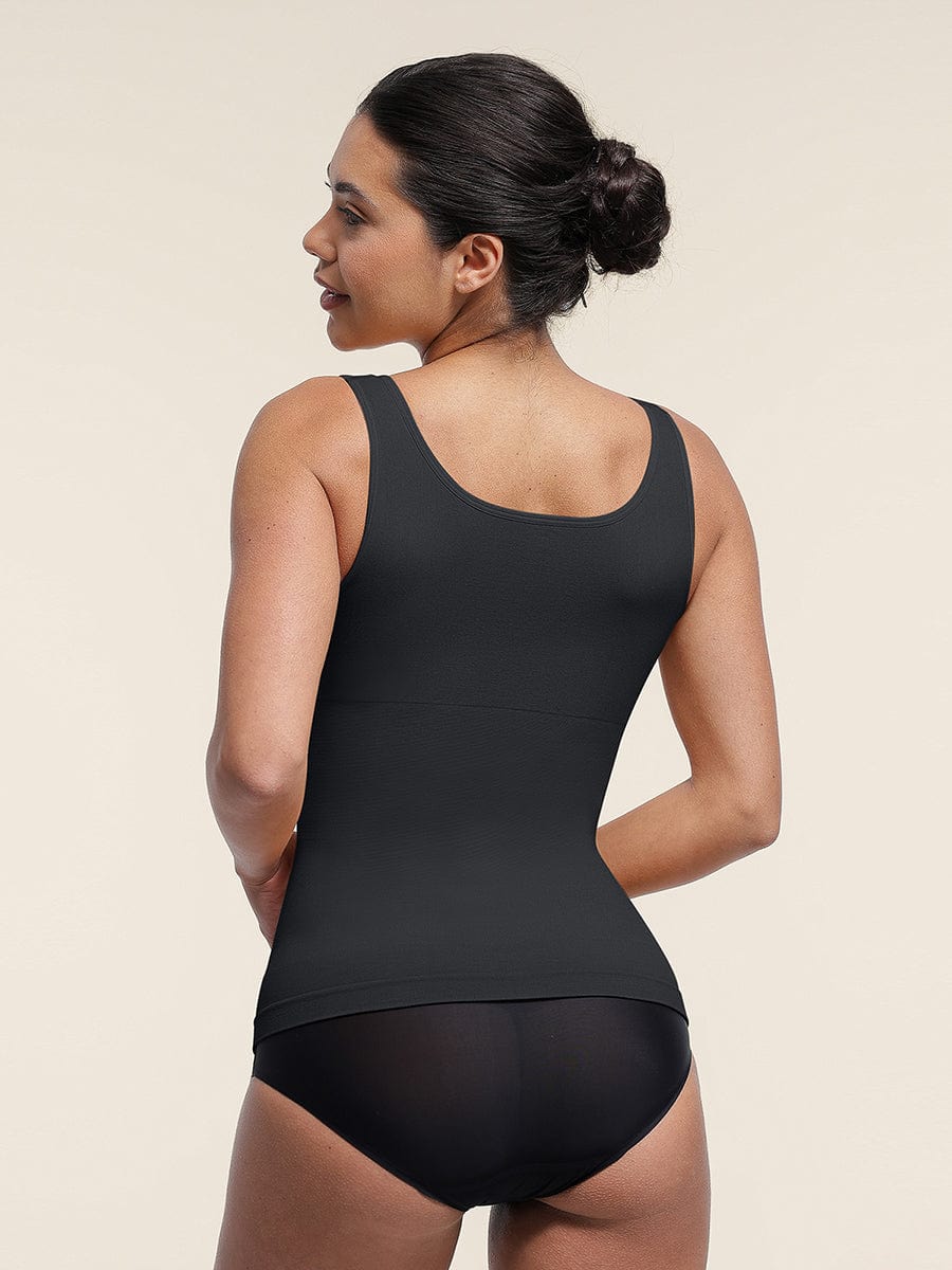 גופייה מחטבת Seamless עם כתפיות עבות תמיכת חזה וחיטוב מותניים ובטן
