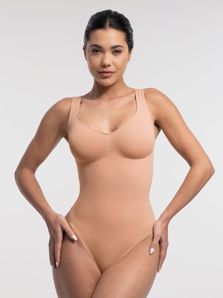 בגד גוף חוטיני מחטב Seamless עם תמיכת חזה וחיטוב מותניים ובטן