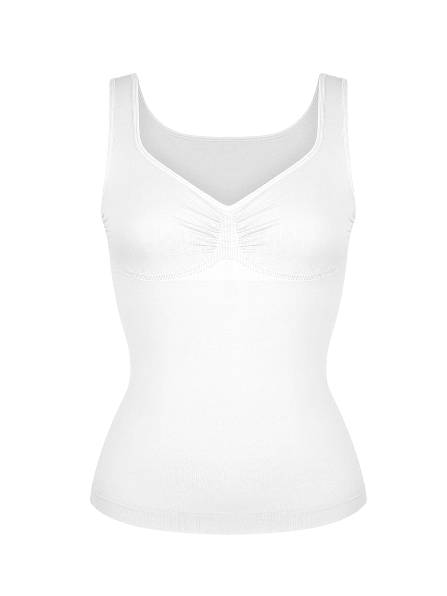 גופייה מחטבת Seamless עם כתפיות עבות תמיכת חזה וחיטוב מותניים ובטן