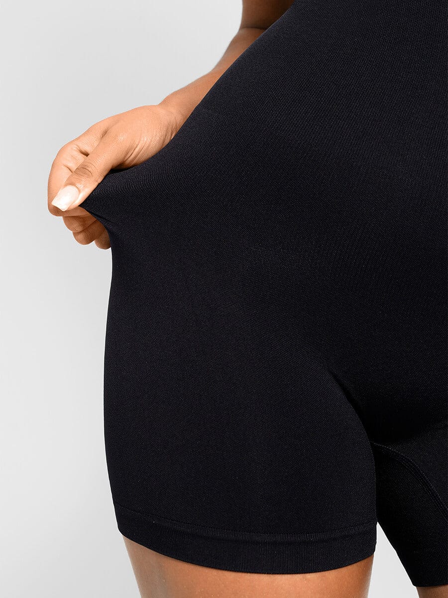 אוברול מחטב Seamless עם מחשוף עגול גב בצורת U וקאפים נשלפים