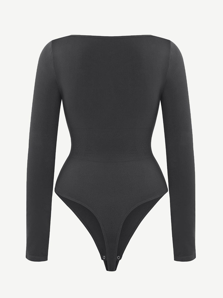 Wholesale Seamless Square Neck Long Sleeve 360¡ã Waist Control Thong Bodysuit