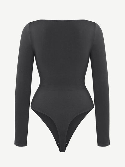 Wholesale Seamless Square Neck Long Sleeve 360¡ã Waist Control Thong Bodysuit
