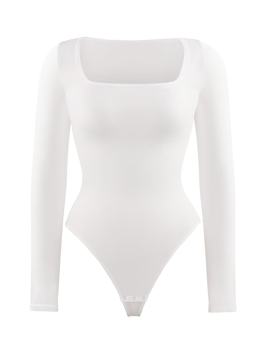 Wholesale Seamless Square Neck Long Sleeve 360¡ã Waist Control Thong Bodysuit