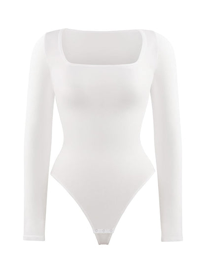 Wholesale Seamless Square Neck Long Sleeve 360¡ã Waist Control Thong Bodysuit